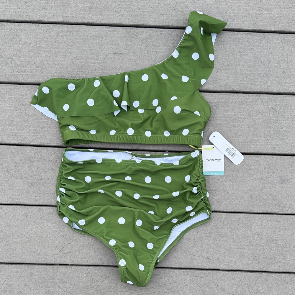Stylish Green Polka Dot Bikini